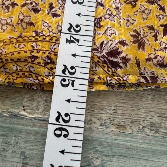 Ann Taylor Yellow Maroon Paisley Ditzy Floral Ruffle Long Sleeve Top Size Med - Picture 11 of 11